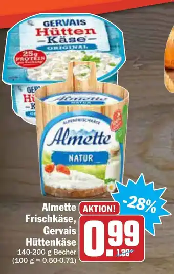 AEZ Almette Frischkäse, Gervais Hüttenkäse 140-200g Becher Angebot