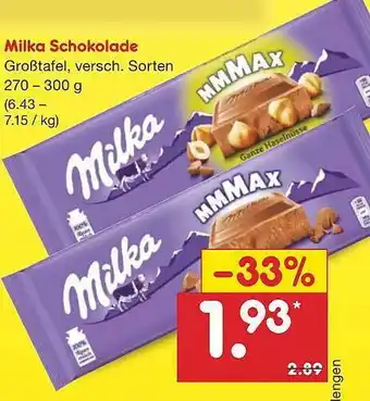 Netto Marken-Discount Milka Schokolade 270-300gr Angebot