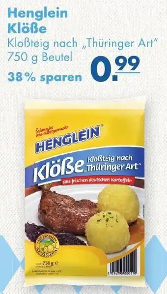 Handelshof Henglein Kloße Kloßteig nach ,,Thüringer Art" 750 g Beutel Angebot