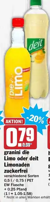 AEZ Granini Die Limo oder deit Limonaden zuckerfrei 0,5L/0,75L Angebot