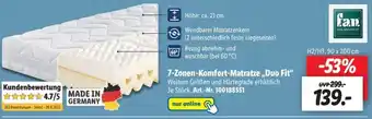 Lidl 7 Zonen Komfort Matratze ,,Duo Fit" Angebot