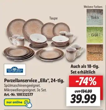 Lidl Van Well Porzellanservice ,,Ella" 24-tlg. Angebot