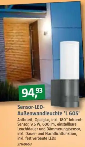 Bauhaus Sensor LED Außenwandleuchte L 605 Angebot