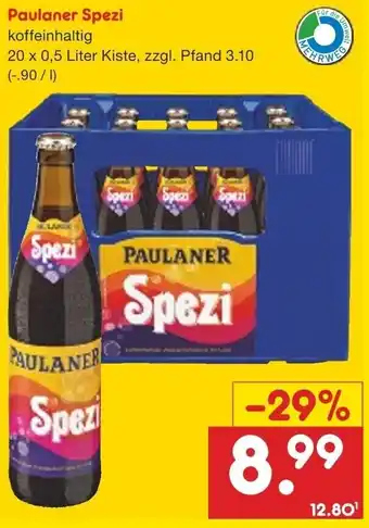 Netto Getränke Discount Paulaner Spezi 20x0,5 Liter Kiste Angebot