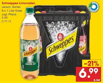 Netto Getränke Discount Schweppes Limonade 6x1 Liter Kiste Angebot