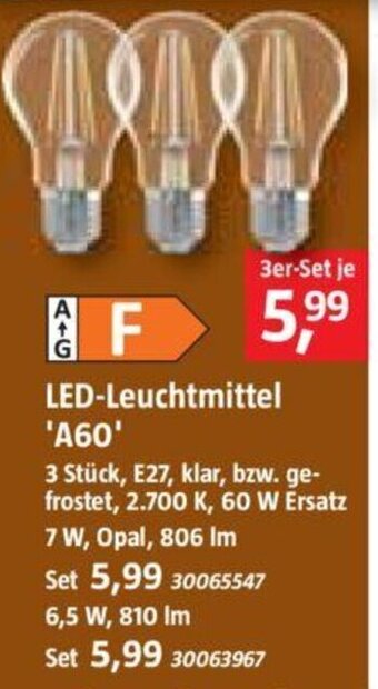Bauhaus LED Leuchtmittel A60 Angebot