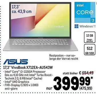 METRO Asus 17,3'' vivobook x712ea-au543w Angebot