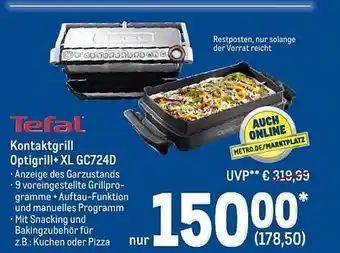 METRO Tefal kontaktgrill optigrill xl gc724d Angebot