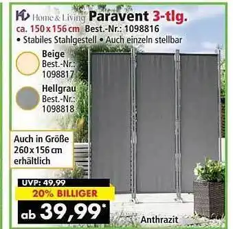 Norma24 Home & living paravent 3-tlg Angebot