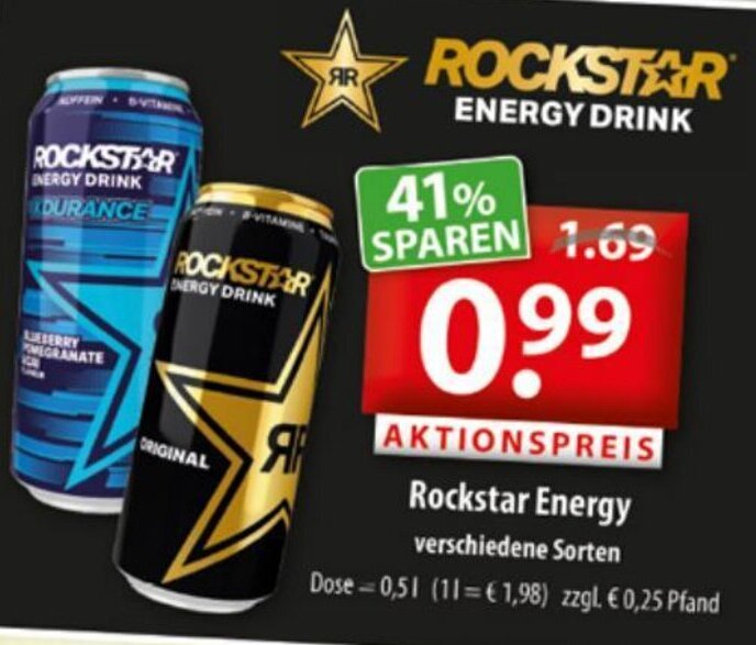 Rockstar Energy Drink 0,5 L Angebot bei Getränkeland