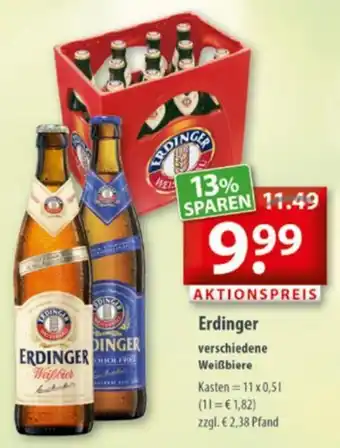 Getränkeland Erdinger Weißbier 11 x 0,5 L Angebot