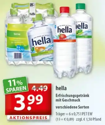 Getränkeland Hella Erfrischungsgetränk mit Geschmack 6x0,75 L Angebot