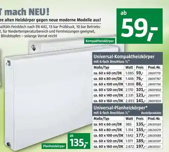 Bauhaus Universal-kompaktheizkörper oder universal-planheizkörper Angebot