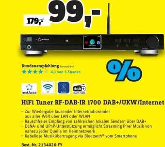 Conrad Renkforce hifi tuner rf-dab-ir 1700 dab+ ukw internet Angebot