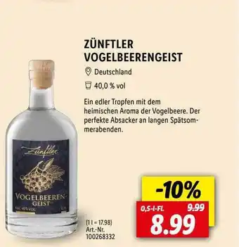 Lidl Zünftler vogelbeerengeist Angebot