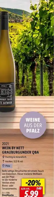 Lidl 2021 wein by nett grauburgunder qba Angebot