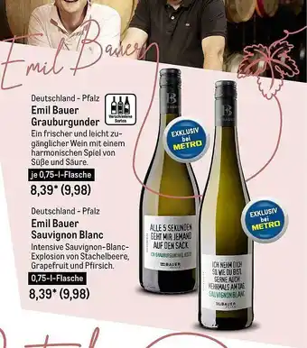 METRO Emil bauer grauburgunder oder sauvignon blanc Angebot