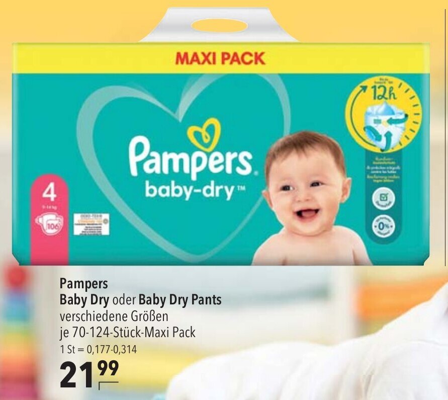 Pampers Baby Dry oder Baby Dry Pants 70124 Stück Maxi Pack Angebot bei
