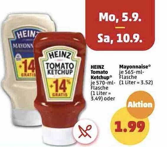 Heinz tomato ketchup oder mayonnaise Angebot bei PENNY