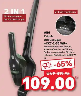 Kaufland Aeg 2in1 akkusauger cx7-2-35 wr Angebot