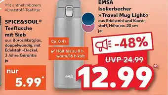 Kaufland Spice&soul teeflasche mit sieb oder emsa isolierbecher travel mug light Angebot