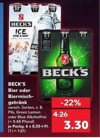 Kaufland Beck's bier oder biermischgetränk Angebot