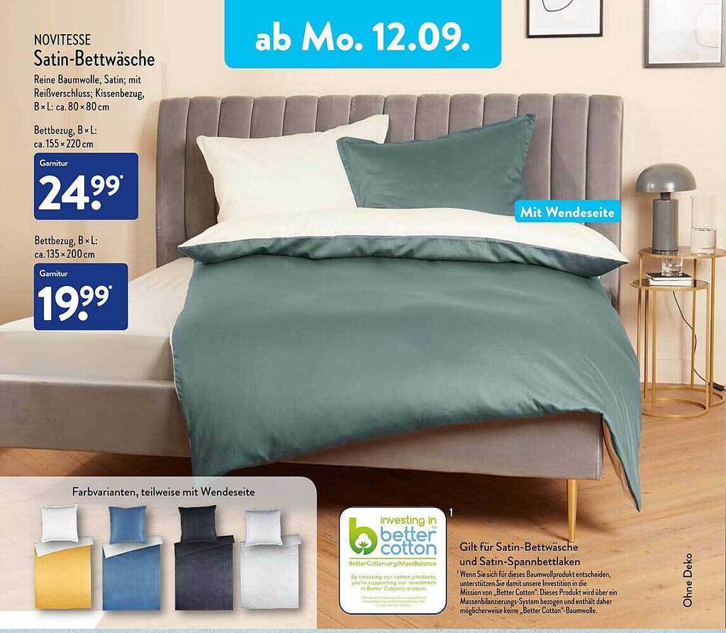 Novitesse satinbettwäsche Angebot bei Aldi Nord