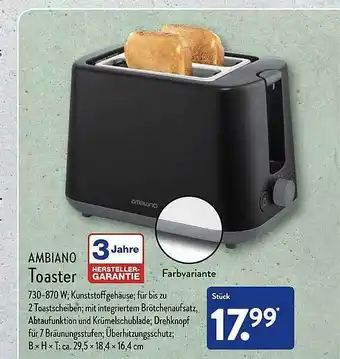 Aldi Nord Ambiano toaster Angebot