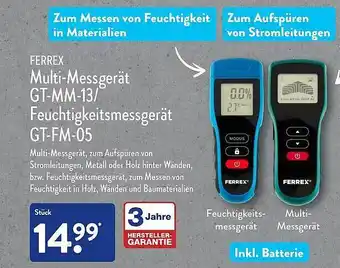 Aldi Nord Ferrex multi-messgerät gt-mm-13 feuchtigkeitsmessgerät gt-fm-05 Angebot