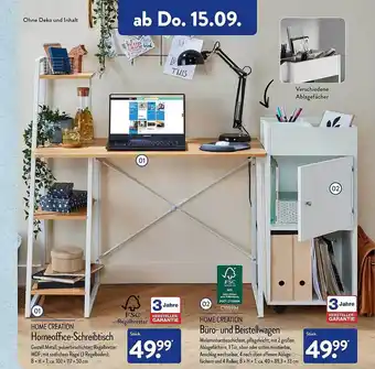 Aldi Nord Home creation homeoffice-schreibtisch oder büro- und beistellwagen Angebot