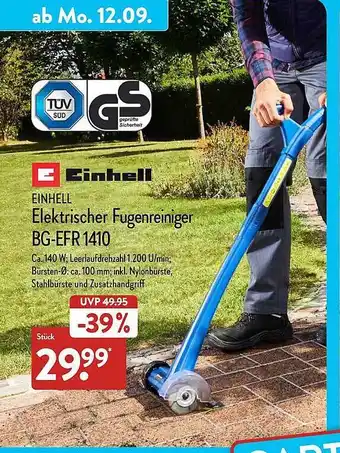 Aldi Nord Einhell elektrischer fugenreiniger bg-efr 1410 Angebot