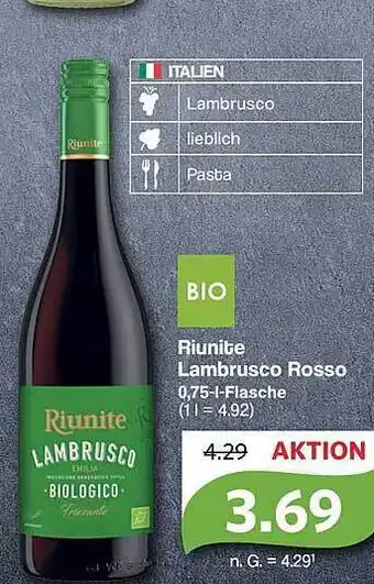 Famila Nord West Bio riunite lambrusco rosso Angebot