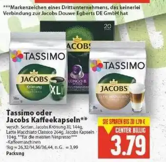 E-Center Tassimo oder jacobs kaffeekapseln Angebot