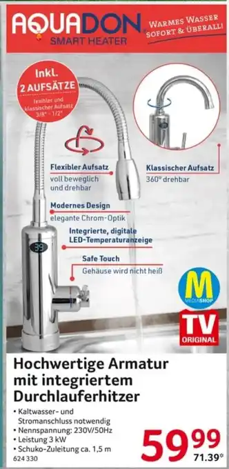 Selgros AQUADON Hochwertige Armatur mit integriertem Durchlauferhitzer Angebot