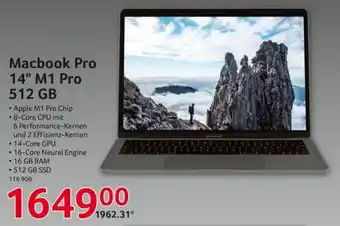 Selgros Apple Macbook Pro 14" M1 Pro 512 GB Angebot