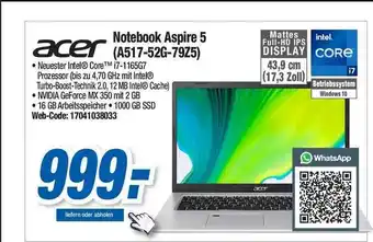 Expert Acer Notebook Aspire 5 (a517-52g-79z5) Angebot