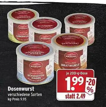 Wasgau Dosenwurst Angebot