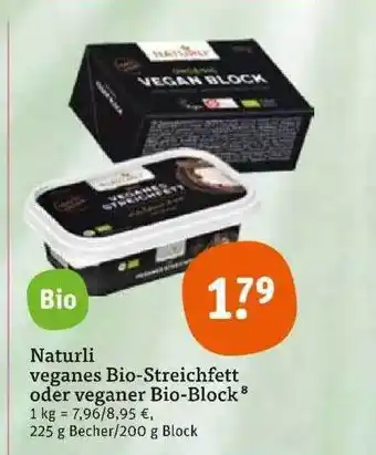 tegut Naturli veganes bio-streichfett oder veganer bio-block Angebot