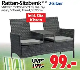 Wreesmann Rattan Sitzbank 2 Sitzer Angebot
