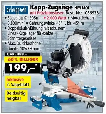 Norma24 Scheppach Kapp Zugsäge HM140L Angebot