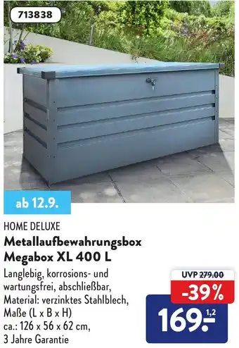 Aldi Süd Home Deluxe Metallaufbewahrungsbox Megabox XL 400 L Angebot