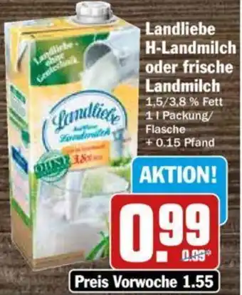 Hit Landliebe H-Landmilch oder frische Landmilch 1 L Angebot