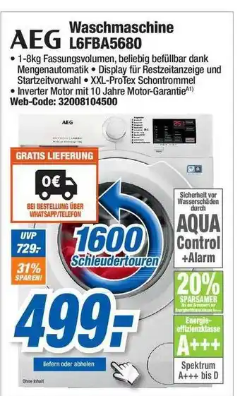 Expert Aeg Waschmaschine L6fba5680 Angebot