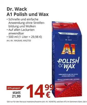 A.T.U. Dr. wack a1 polish und wax Angebot