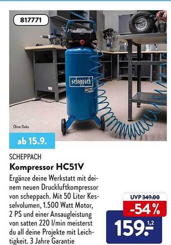 Aldi Nord Scheppach kompressor hc51v Angebot