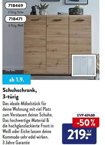 Aldi Nord Schuhschrank 3-türig Angebot