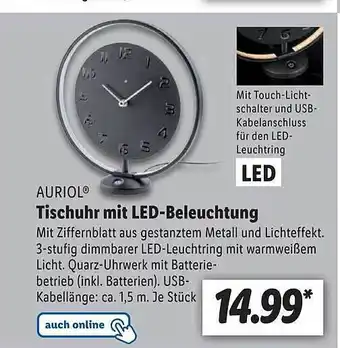 Lidl Auriol tischuhr mit led-beleuchtung Angebot