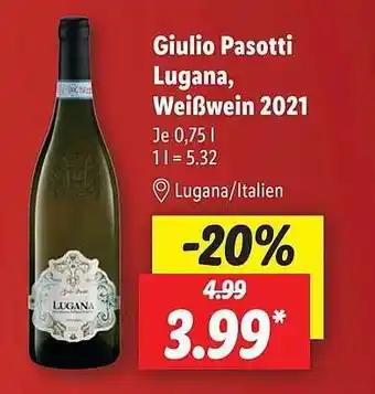 Lidl Giulio pasotti lugana, weißwein 2021 Angebot