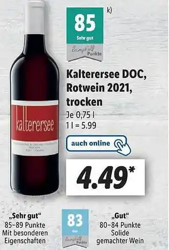 Lidl Kalterersee doc, rotwein 2021, trocken Angebot