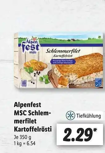 Lidl Alpenfest msc schlemmerfilet kartoffelrösti Angebot